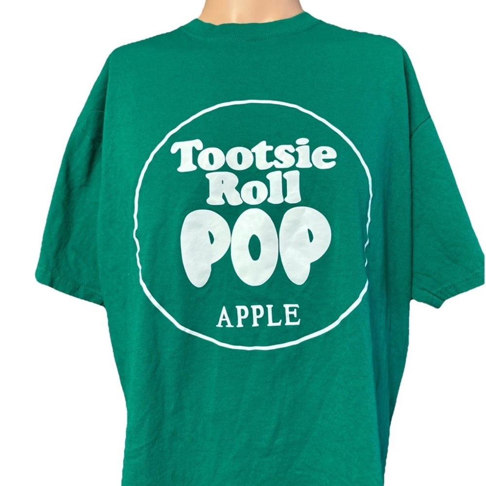 Vintage Tootsie Roll Pop Apple Green & White Shirt Size XL Mens